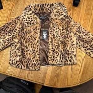 Medium Donna Salyers Fabulous Furs Cheetah Pattern Faux Fur Coat Cropped